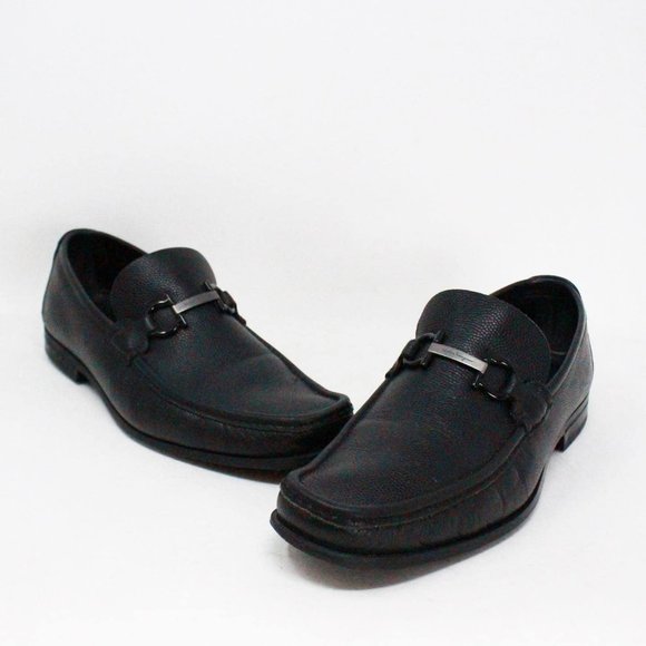 SALVATORE FERRAGAMO #40275 Black Parigi Bit Driver Loafers (US 8 EU 38)